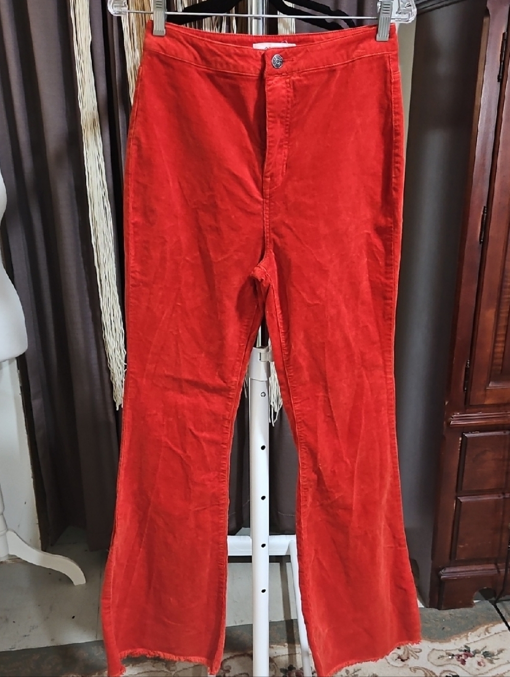 Cello Rust Red Flare Leg Corduroy Jeans Size 7 Womens